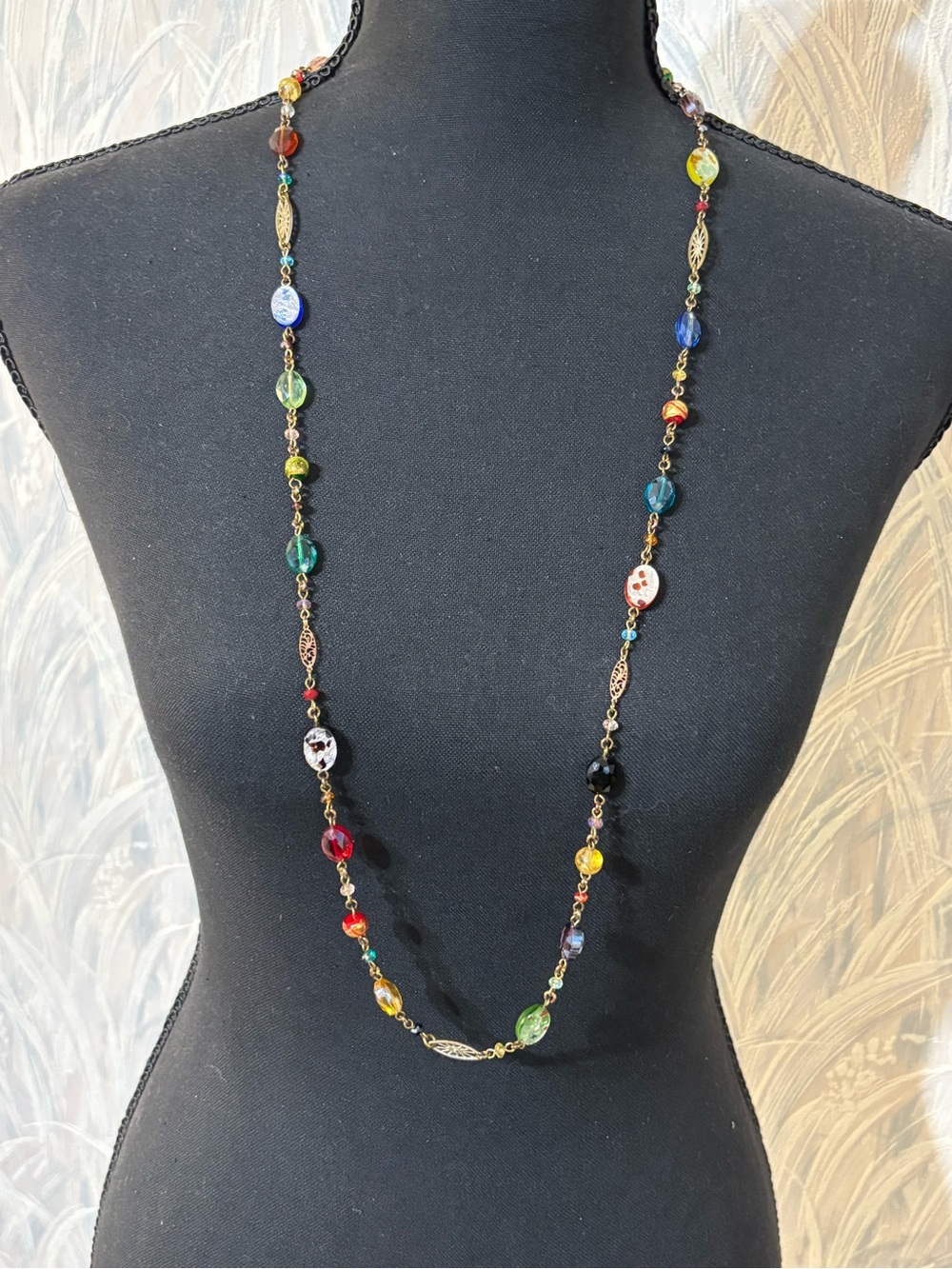 Premier Design Multicolored Beaded Necklace 36”